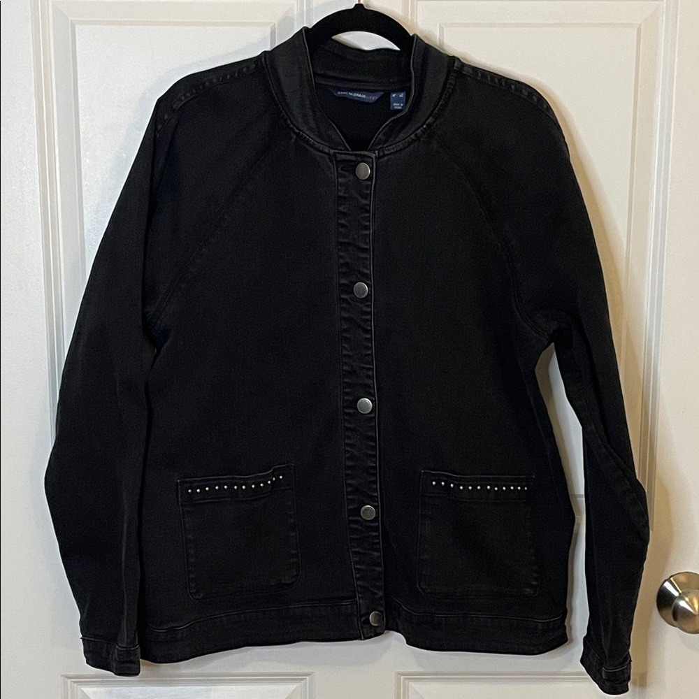 Isaac Mizrahi Live! True Denim Bomber Jacket with stud detail Women’s Large